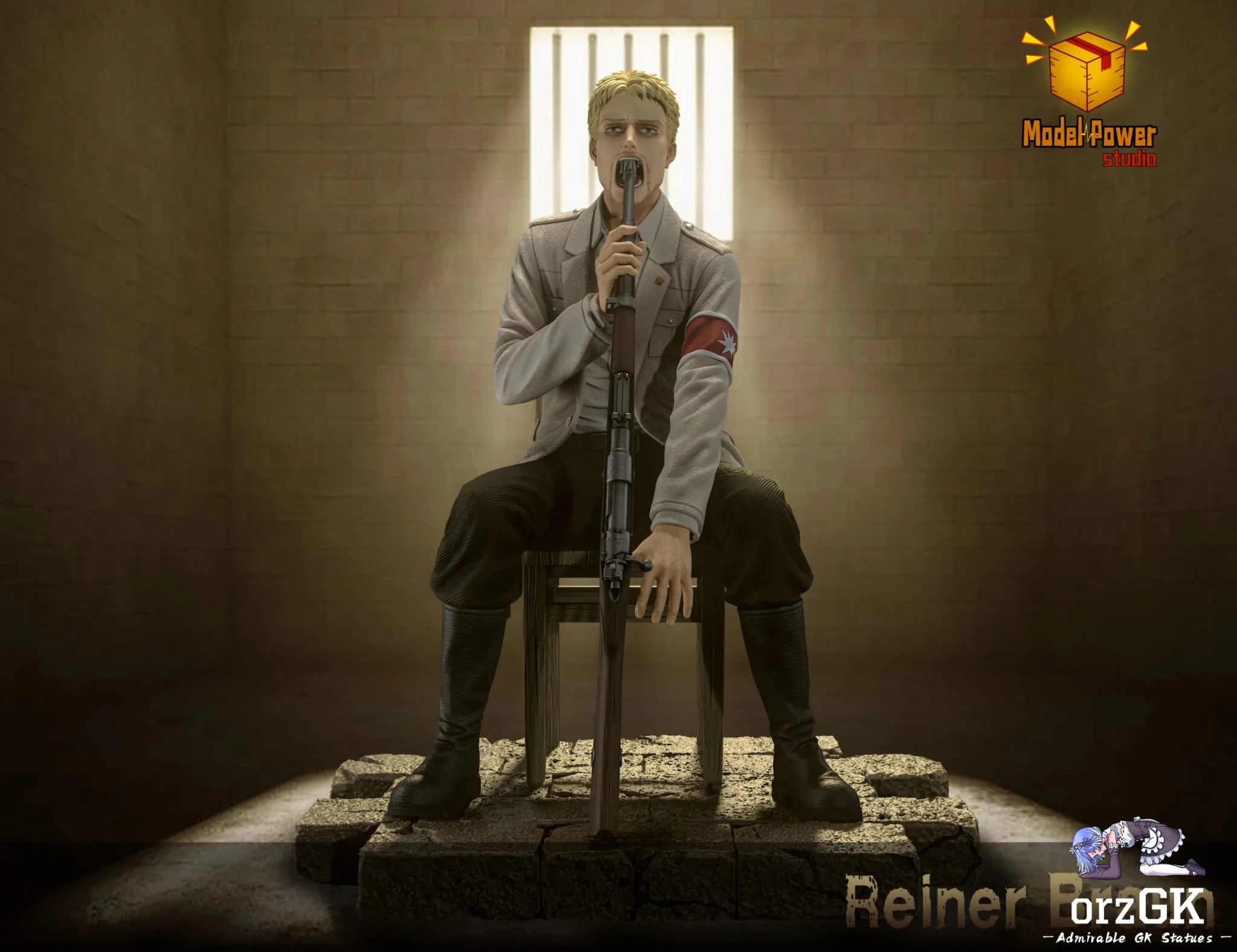 Model Power Studio - Attack on Titan Despairing Reiner Braun resin statue Navy Toys anime figure