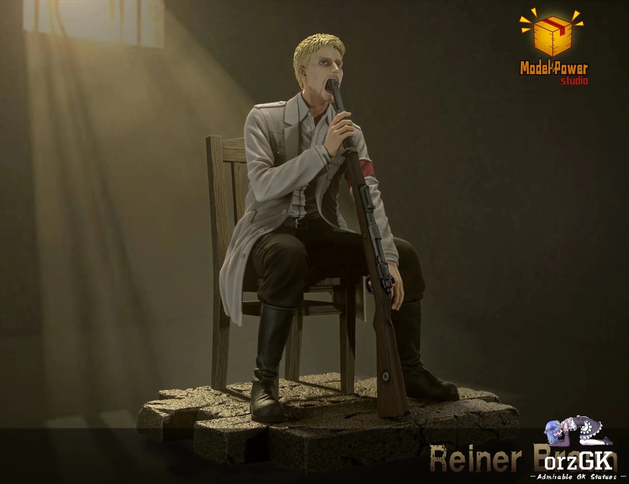 Model Power Studio - Attack on Titan Despairing Reiner Braun resin statue Navy Toys anime figure