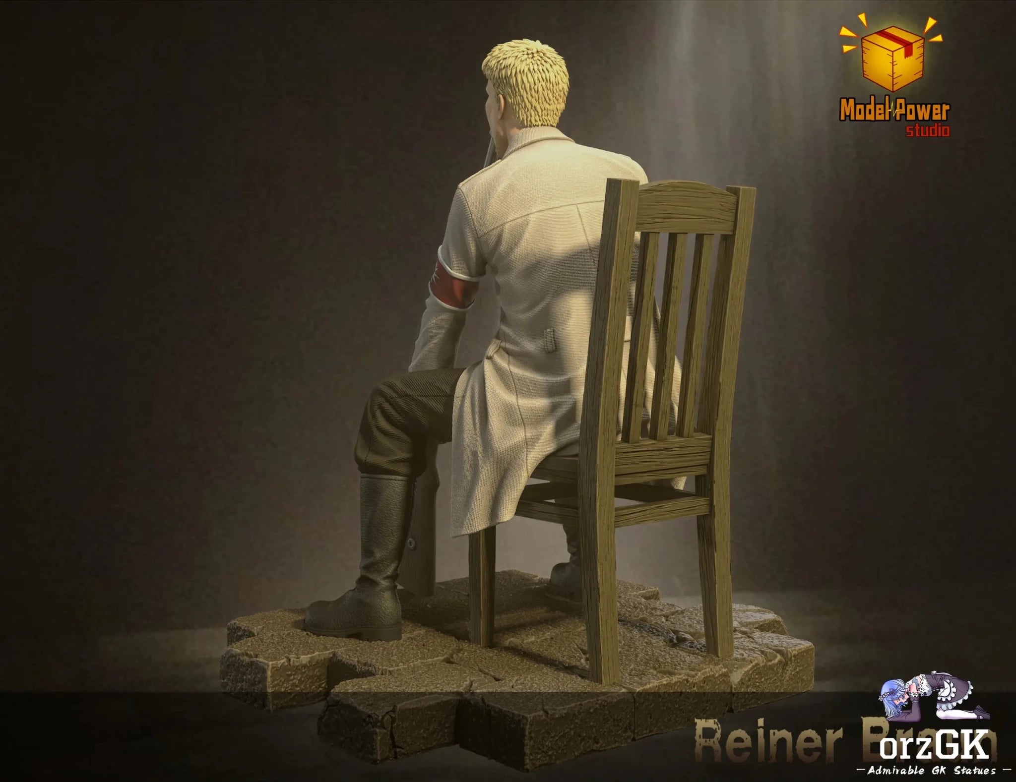 Model Power Studio - Attack on Titan Despairing Reiner Braun resin statue Navy Toys anime figure