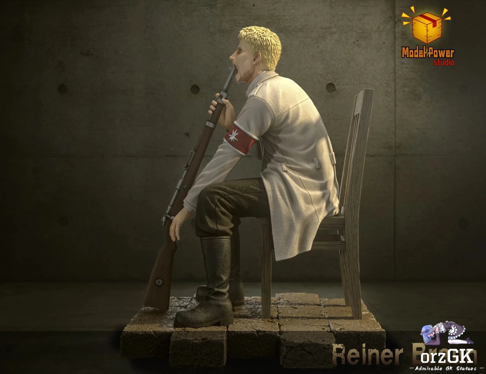 Model Power Studio - Attack on Titan Despairing Reiner Braun resin statue Navy Toys anime figure