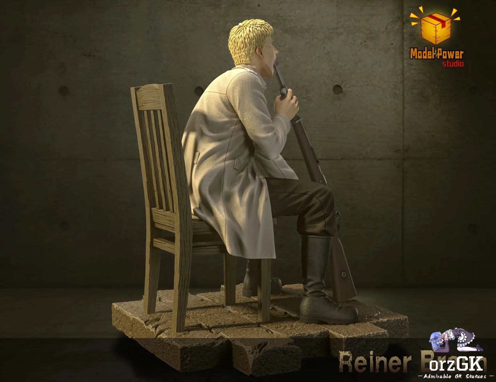 Model Power Studio - Attack on Titan Despairing Reiner Braun resin statue Navy Toys anime figure