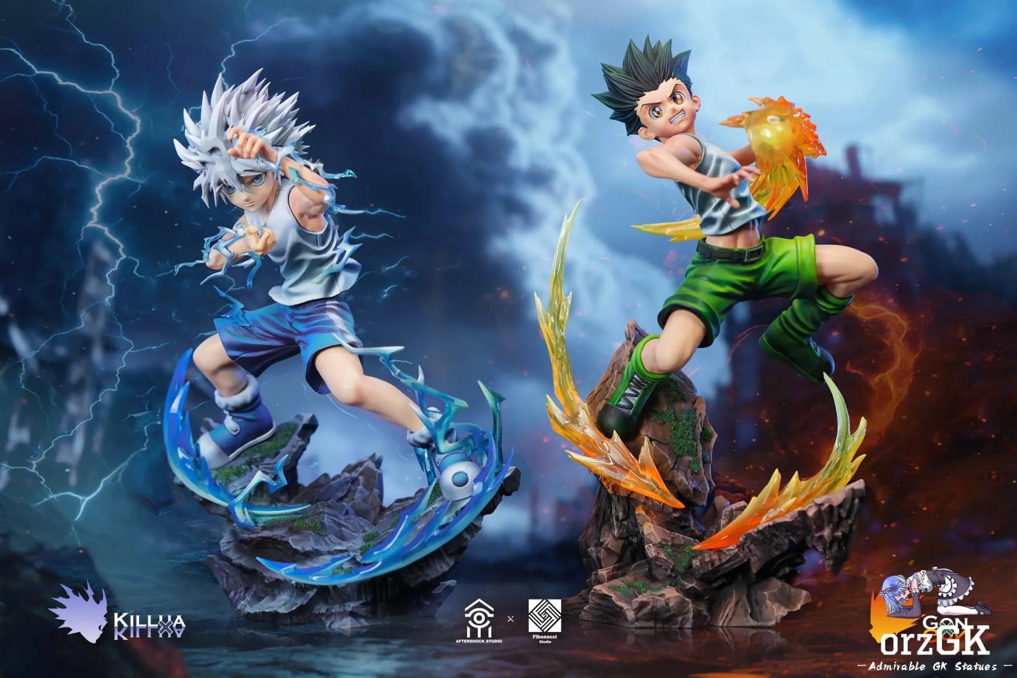 Aftershock Studio & Fibonacci Studio - HUNTER × HUNTER Killua Zoldyck & Gon Freecss resin statue Navy Toys anime figure