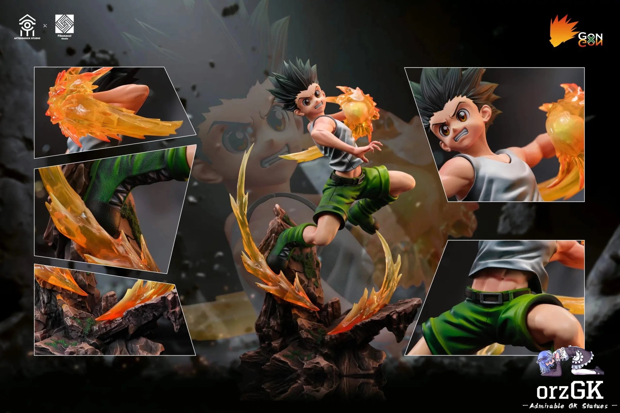 Aftershock Studio & Fibonacci Studio - HUNTER × HUNTER Killua Zoldyck & Gon Freecss resin statue Navy Toys anime figure