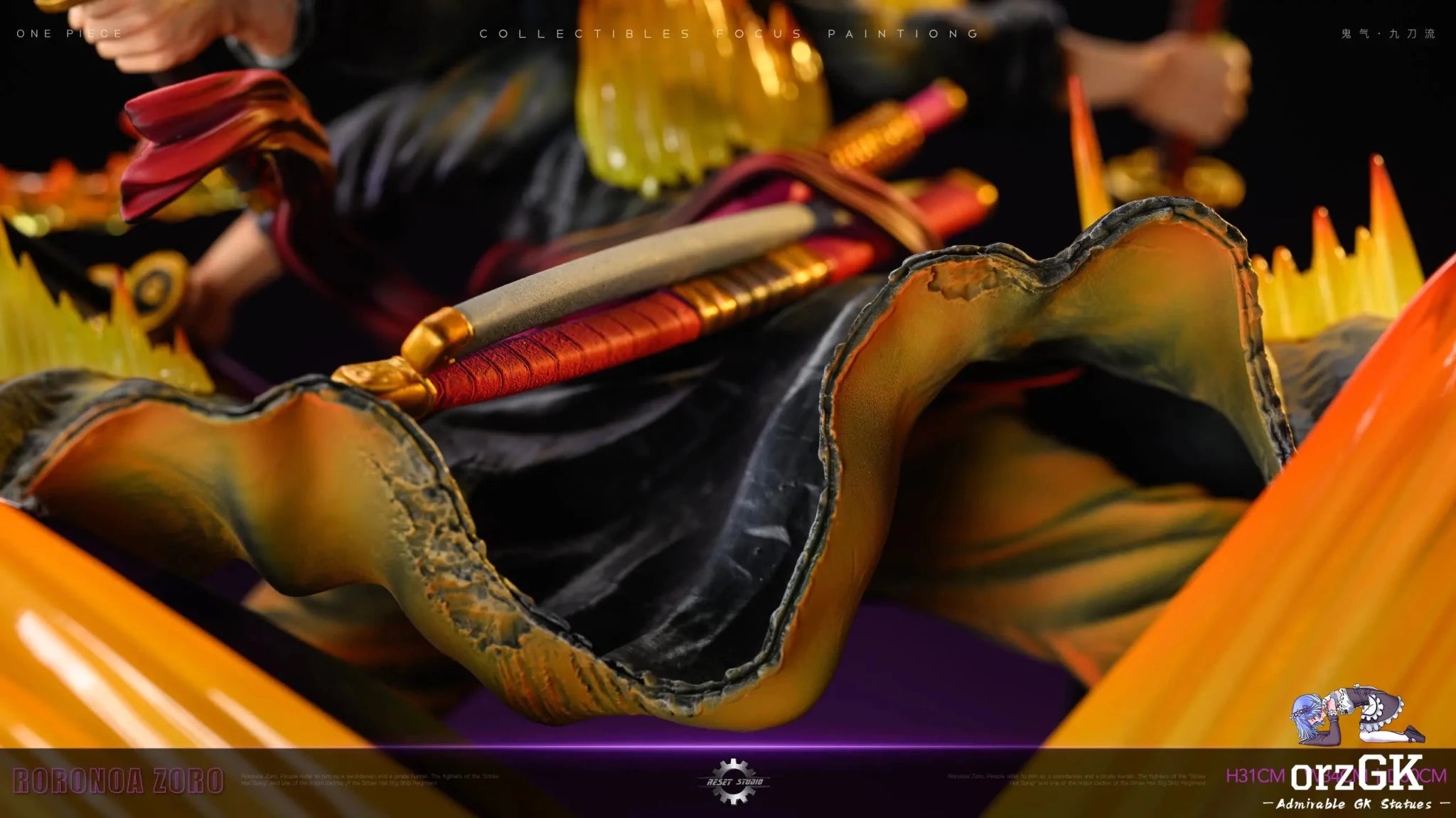 Reset Studio - One Piece Asura Draw Sword Dance of the Dead Zoro of the Demon Aura Nine Sword Style resin statue Navy Toys anime figure