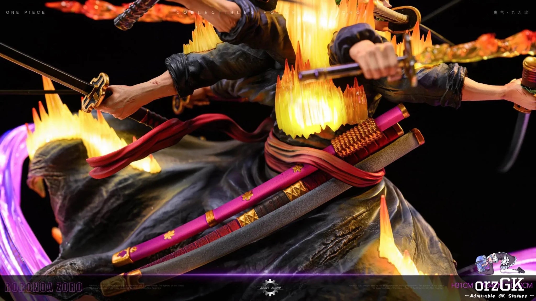 Reset Studio - One Piece Asura Draw Sword Dance of the Dead Zoro of the Demon Aura Nine Sword Style resin statue Navy Toys anime figure