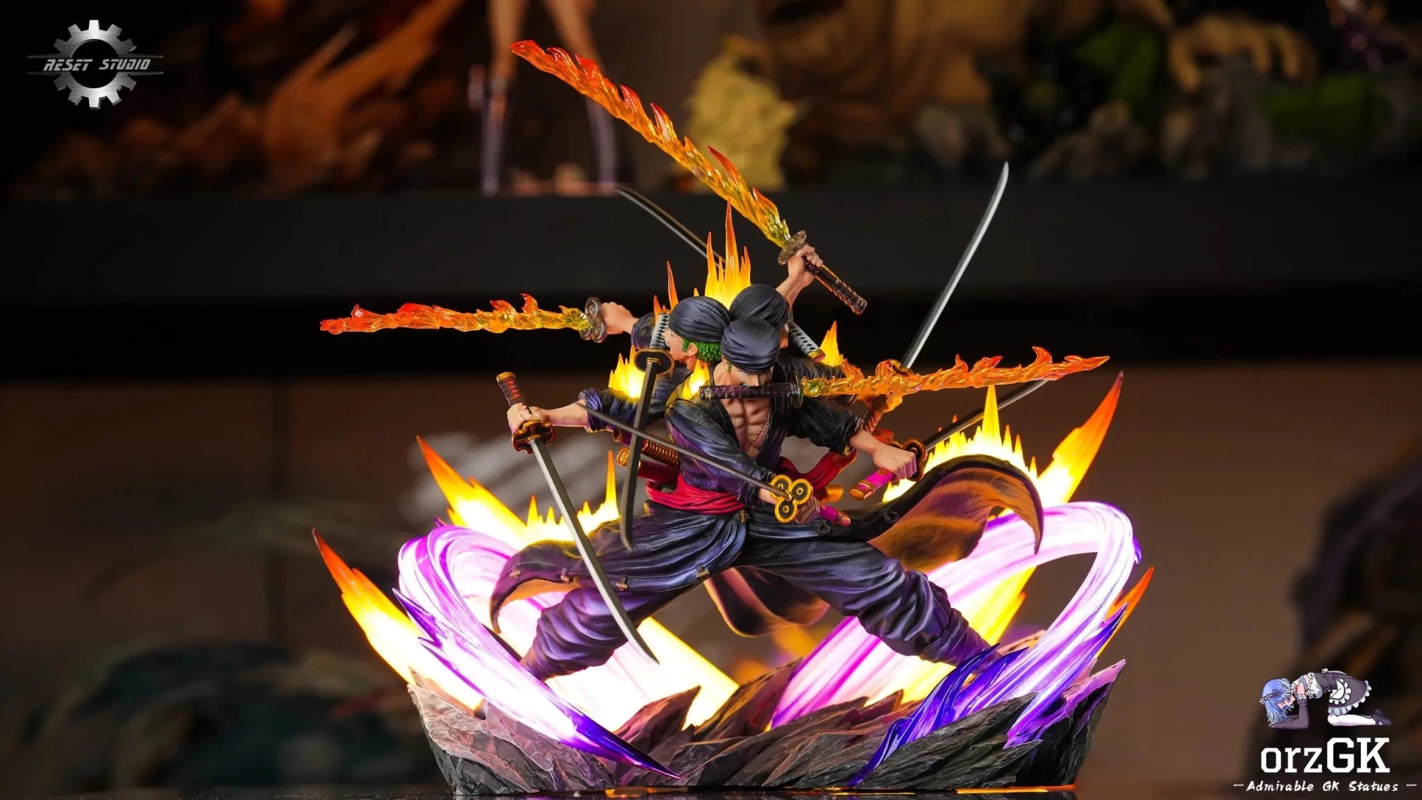 Reset Studio - One Piece Asura Draw Sword Dance of the Dead Zoro of the Demon Aura Nine Sword Style resin statue Navy Toys anime figure