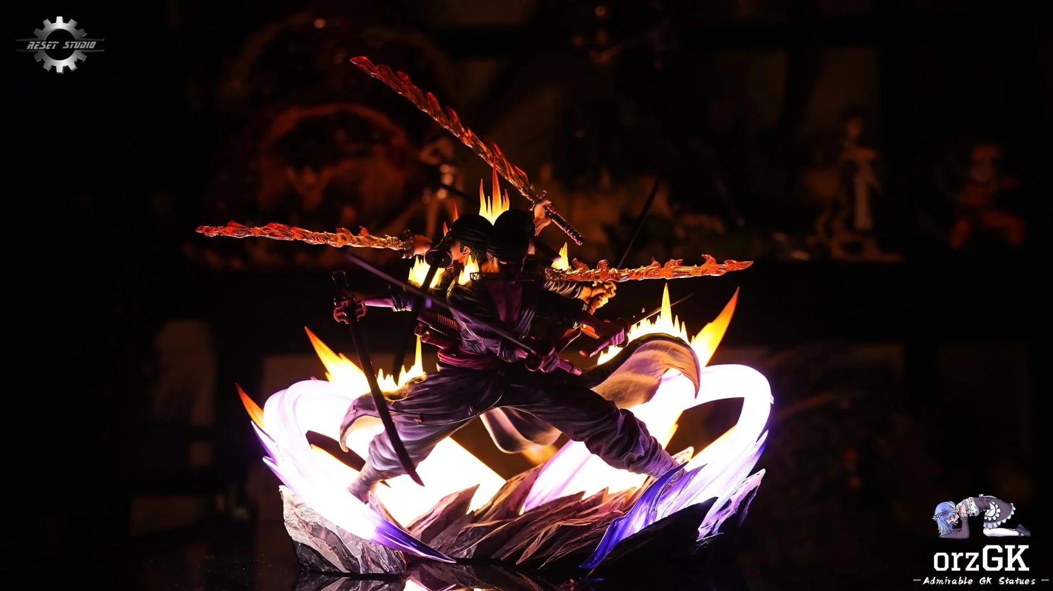 Reset Studio - One Piece Asura Draw Sword Dance of the Dead Zoro of the Demon Aura Nine Sword Style resin statue Navy Toys anime figure