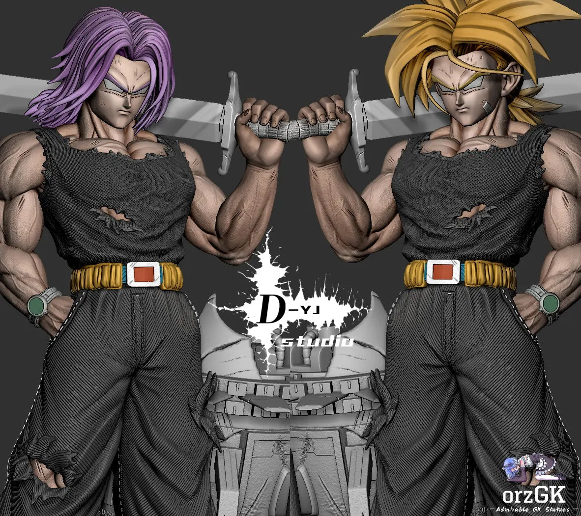 D - YJ Studio - Dragon Ball Sword Carrying Trunks resin statue Navy Toys anime figure