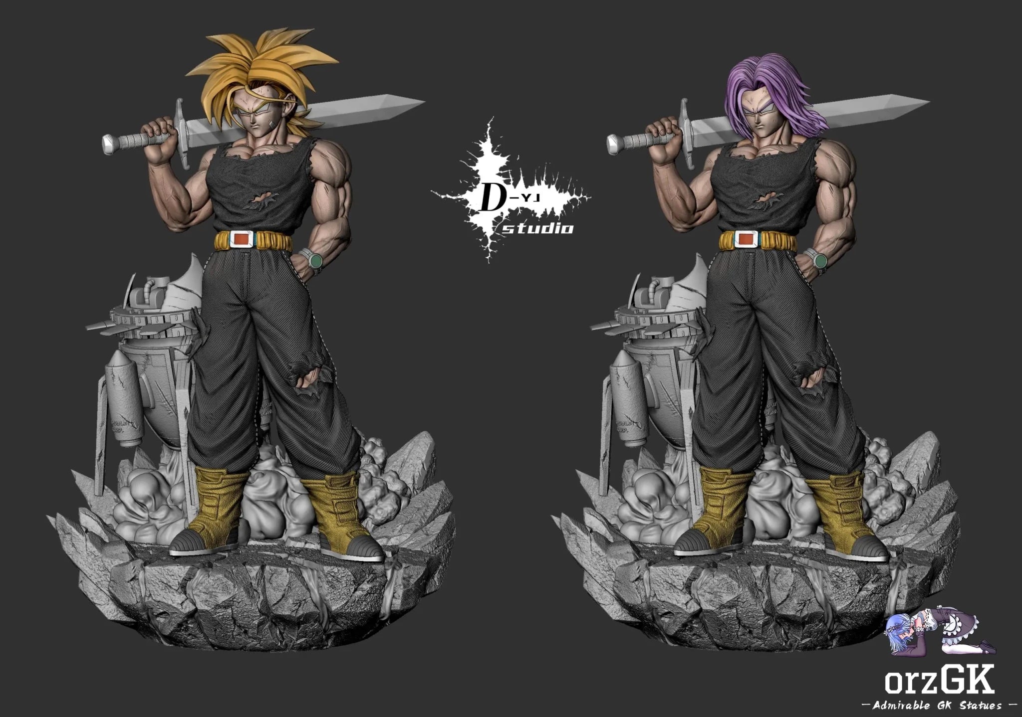D - YJ Studio - Dragon Ball Sword Carrying Trunks resin statue Navy Toys anime figure