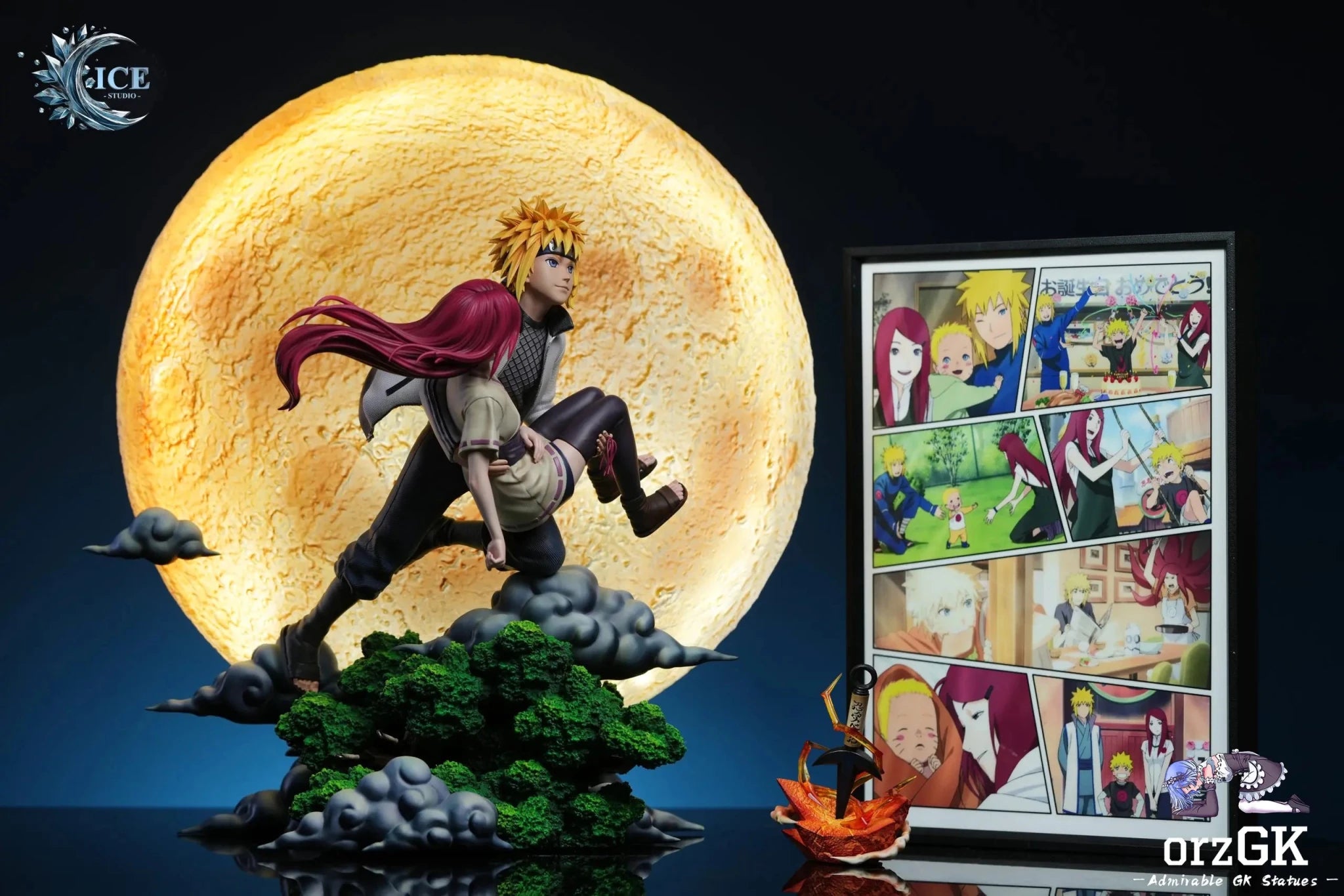 ICE Studio - Naruto Minato & Kushina Under the Moon resin statue Navy Toys anime figure