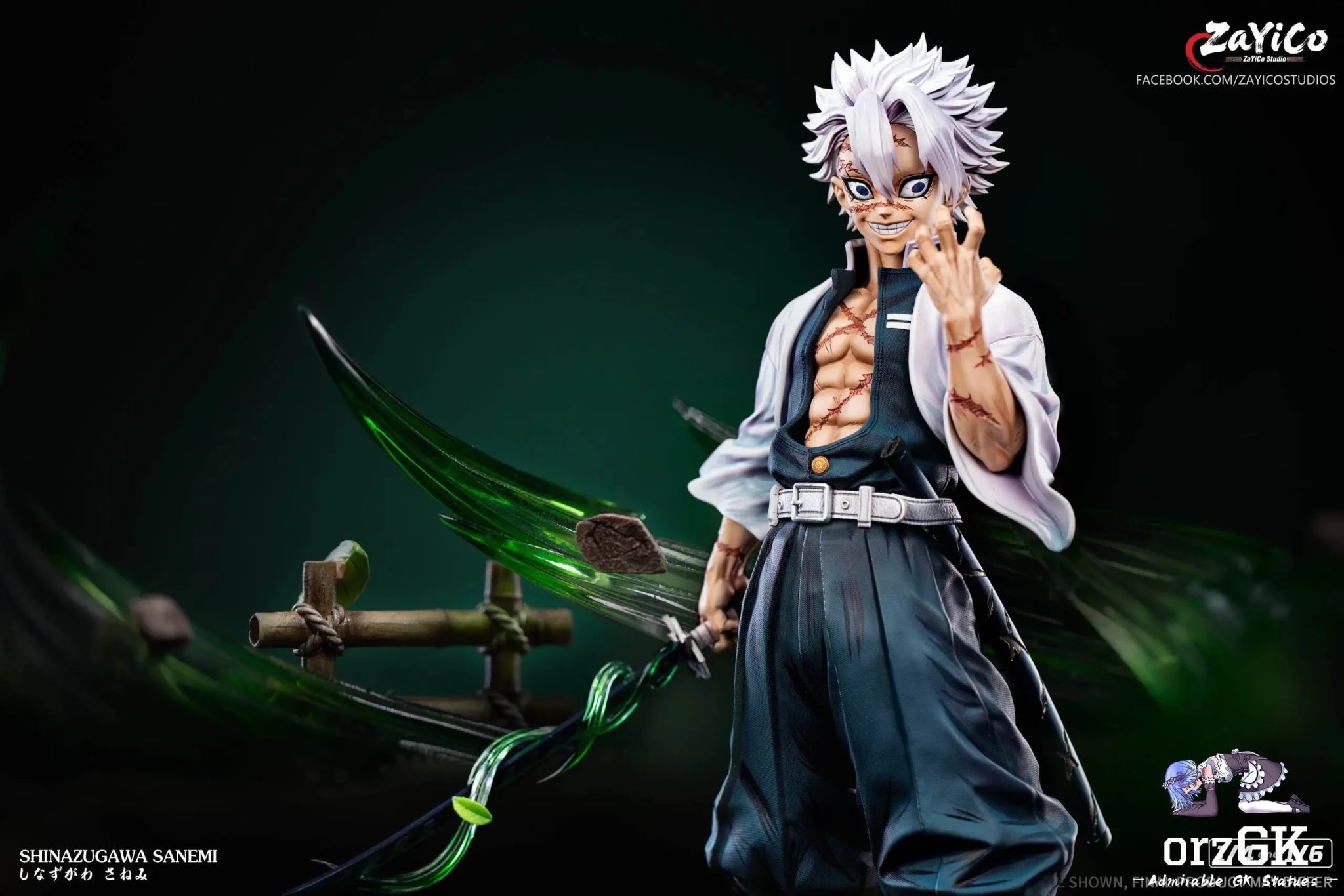 Zayico Studio - Demon Slayer Wind Hashira Sanemi Shinazugawa resin statue Navy Toys anime figure