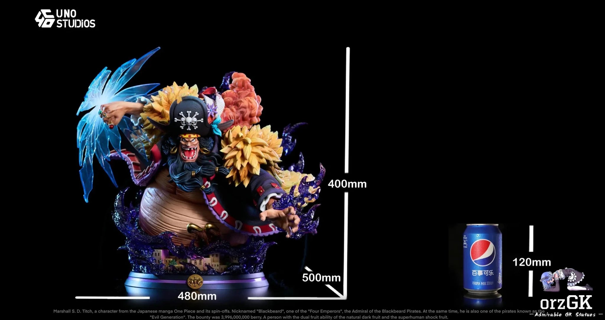 UNO Studio - One Piece 1/4 Scale Marshall D. Teach Blackbeard resin statue Navy Toys anime figure