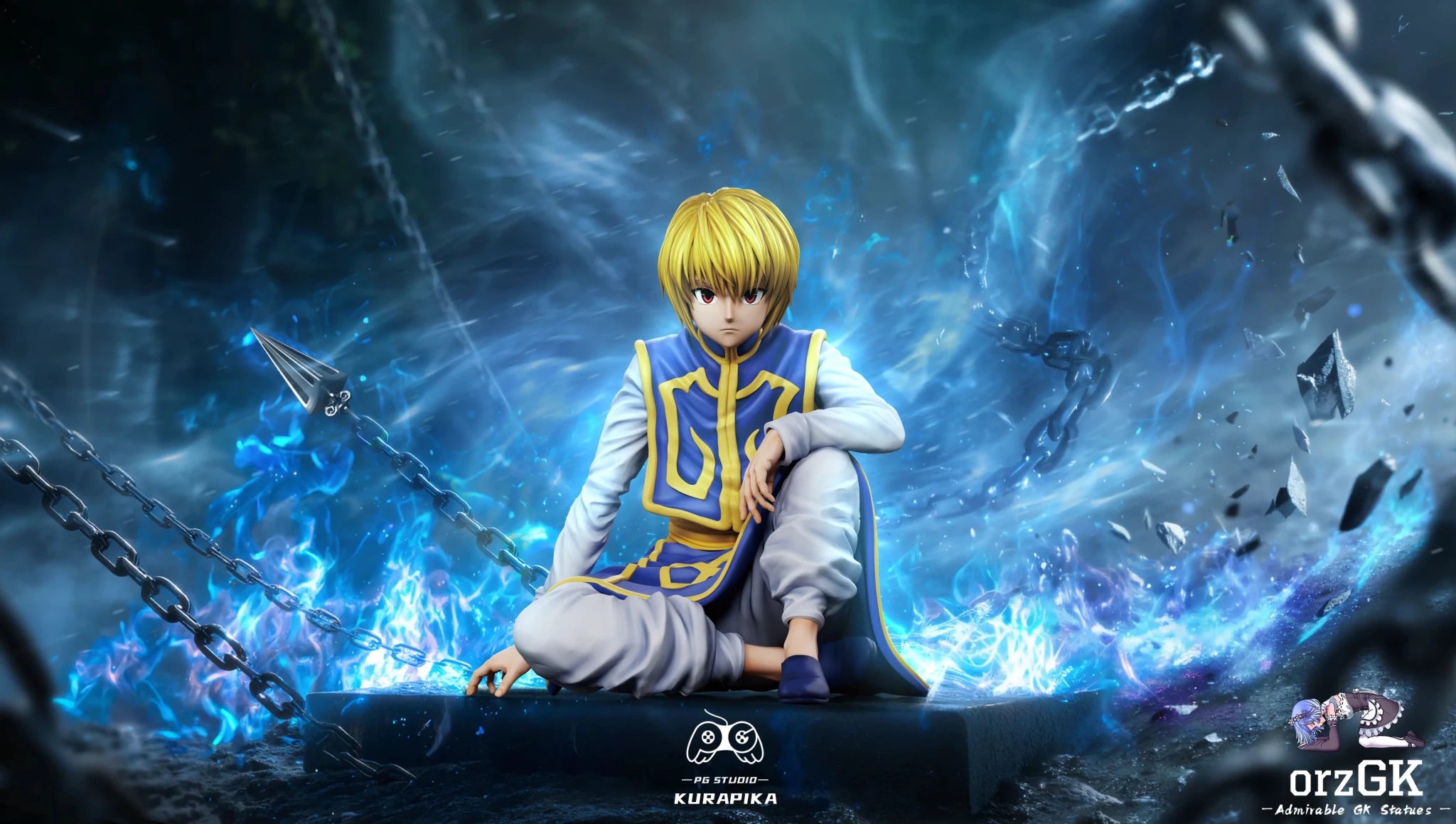 PG Studio - Hunter × Hunter Sitting Leorio & Curarpikt resin statue Navy Toys anime figure