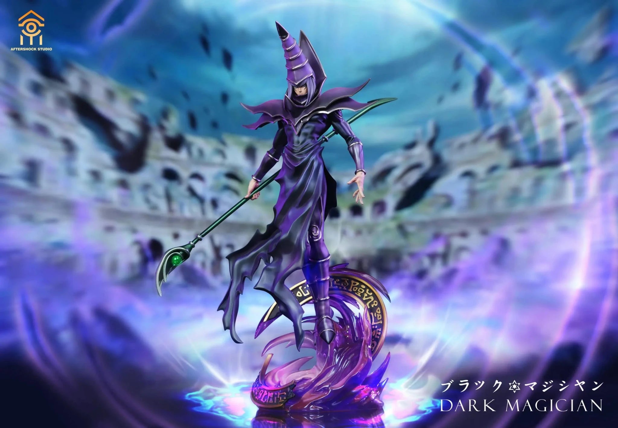 Aftershock Studio - Yu - Gi - Oh Dark Magician resin statue Navy Toys anime figure