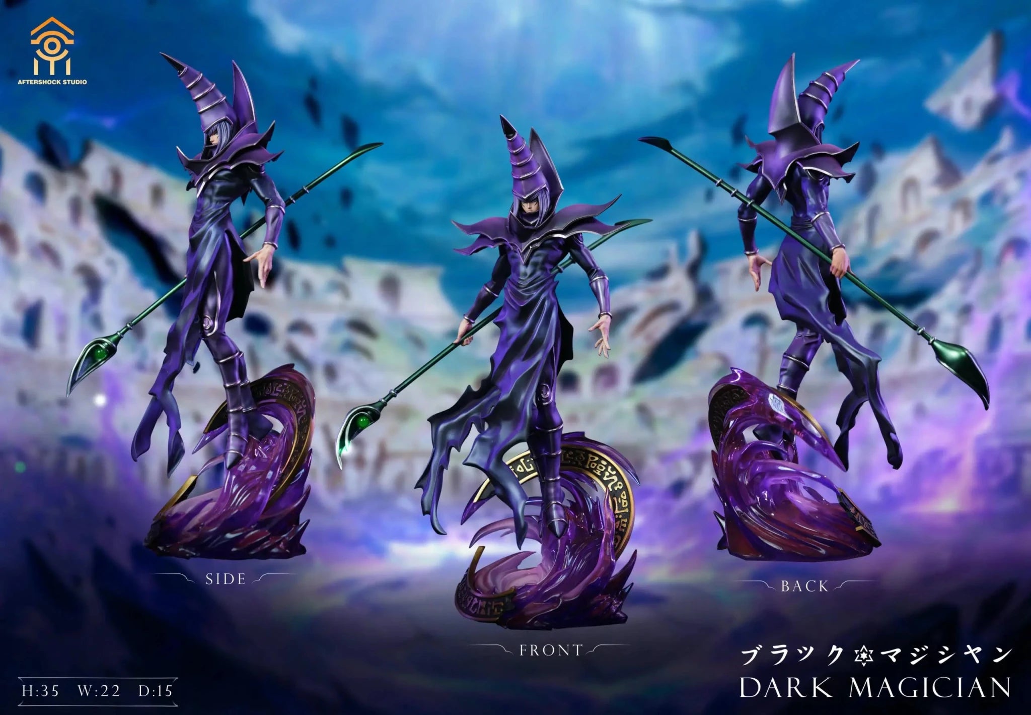 Aftershock Studio - Yu - Gi - Oh Dark Magician resin statue Navy Toys anime figure