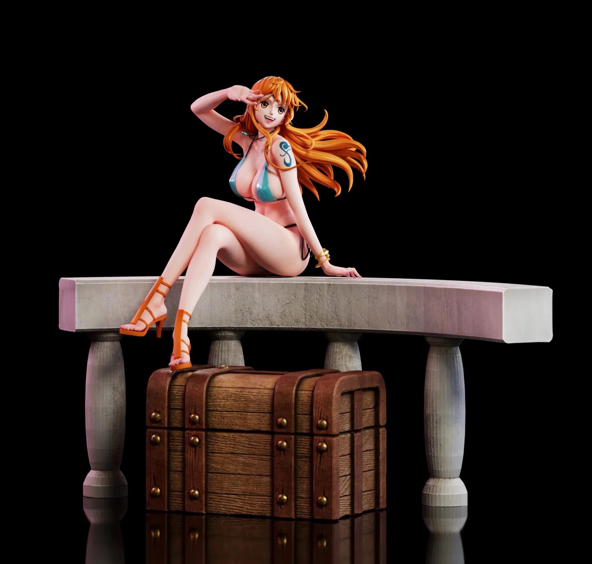 Aetheria Studio - One Piece 02 Sitting Nami resin statue Navy Toys anime figure