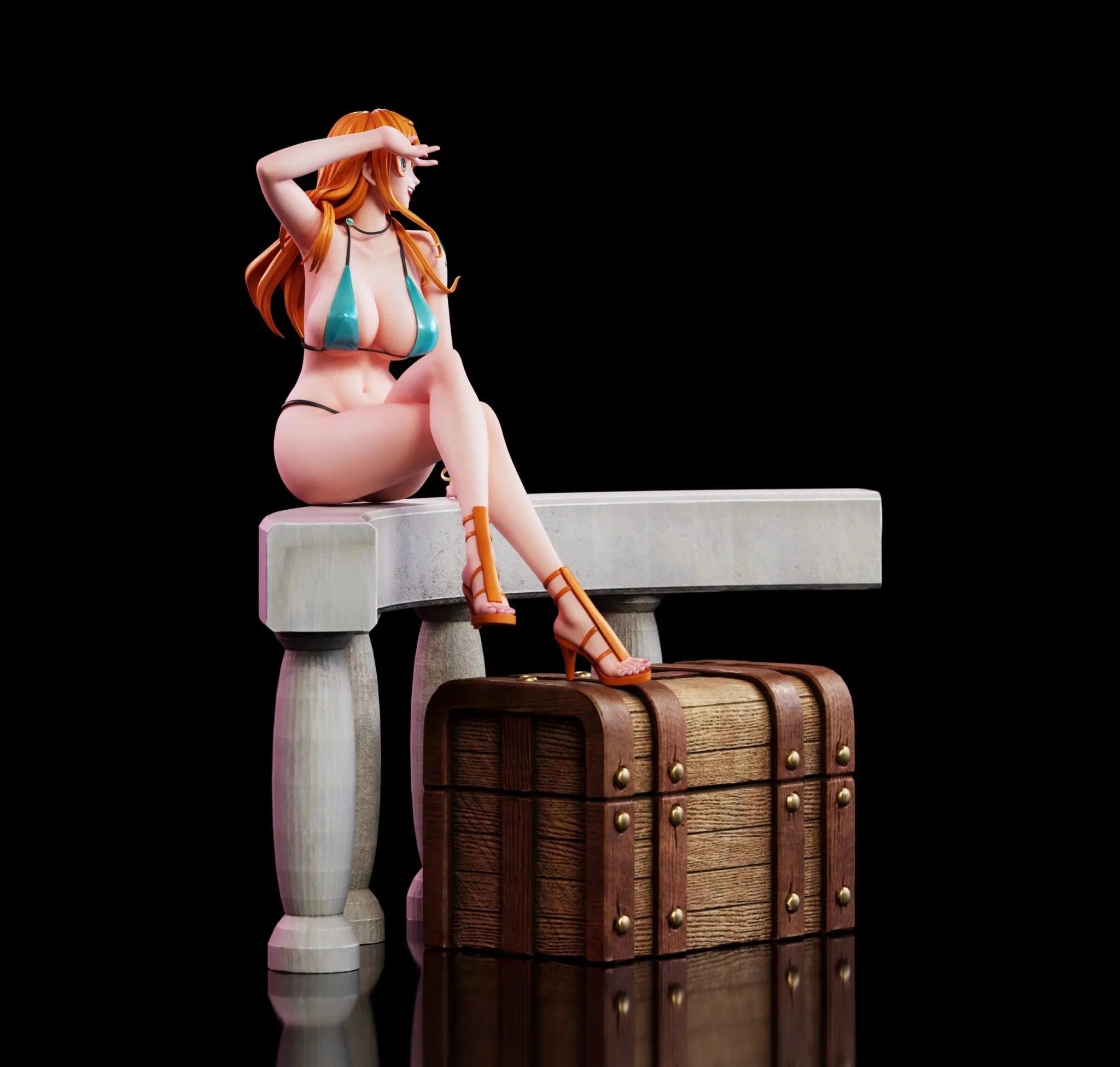Aetheria Studio - One Piece 02 Sitting Nami resin statue Navy Toys anime figure