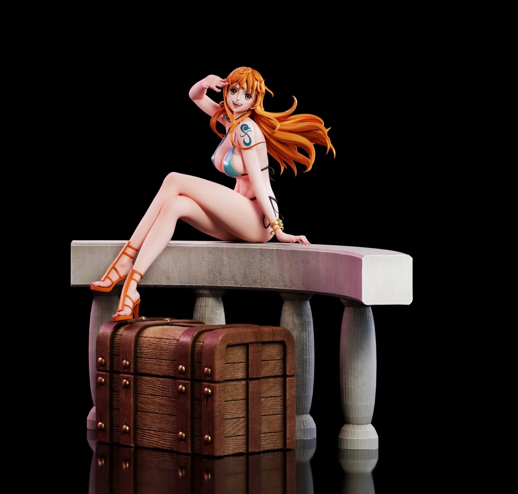 Aetheria Studio - One Piece 02 Sitting Nami resin statue Navy Toys anime figure