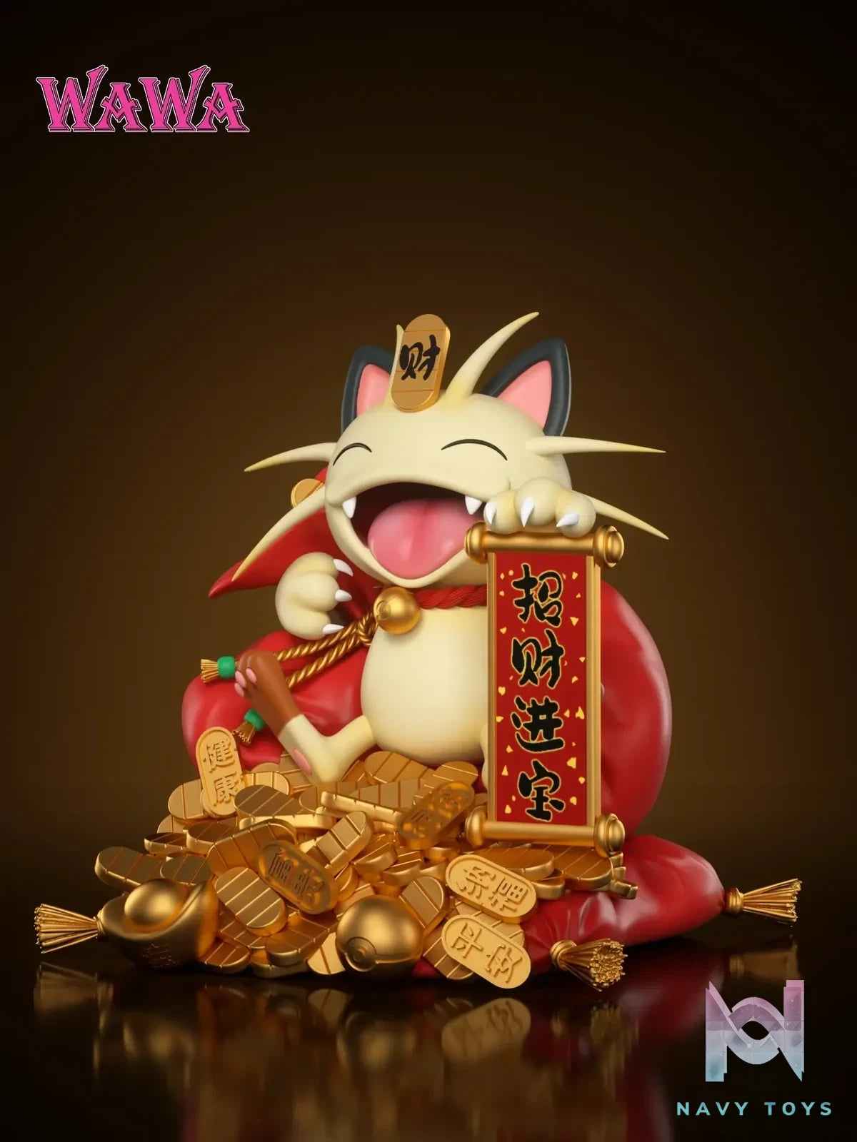 WAWA Studio - Pokémon Fortune Series Meowth 2.0 resin statue Navy Toys anime figure