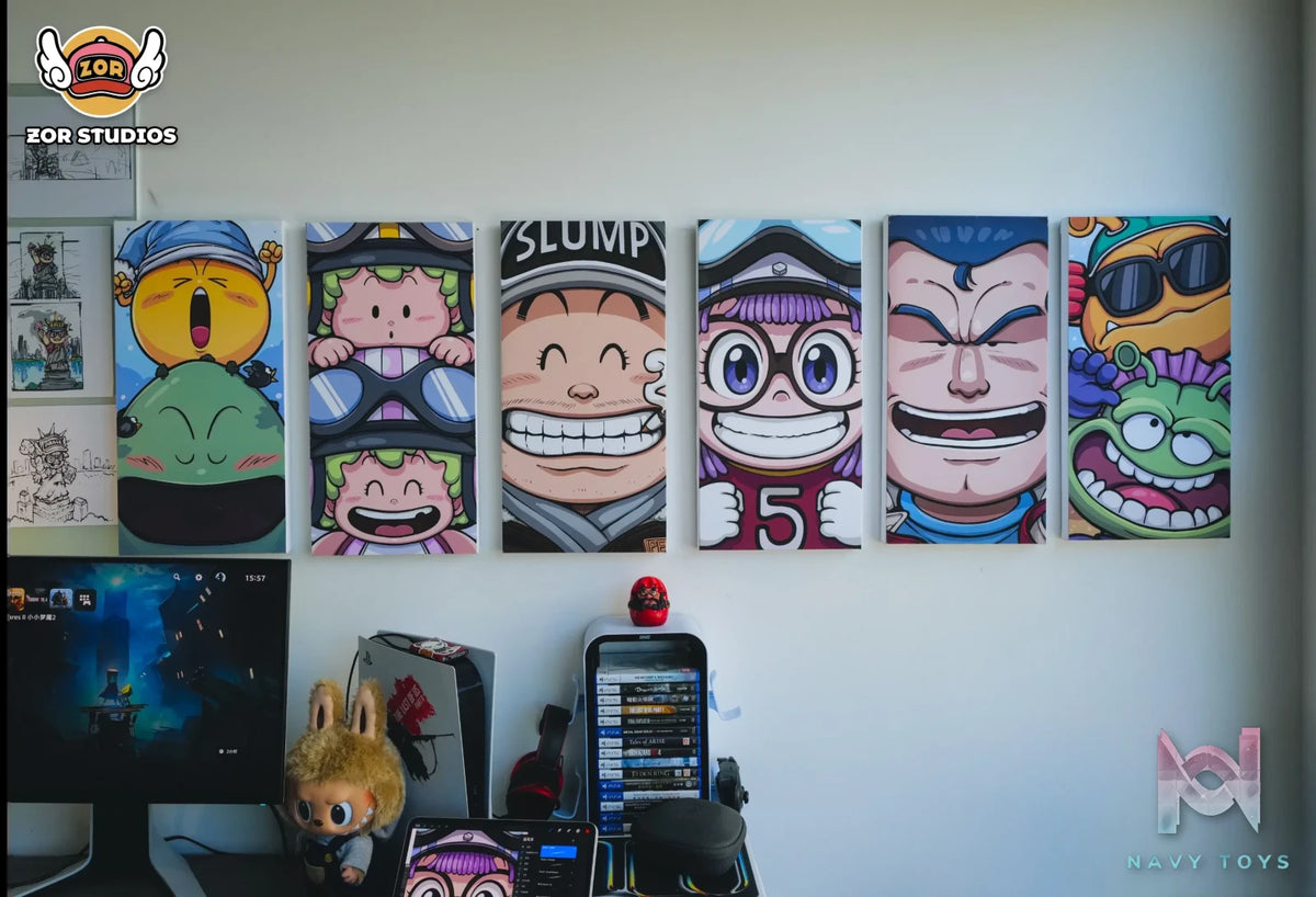 ZOR Studio – Dr. Slump Hand Painted Art Poster Penguin Village Smiley Squad