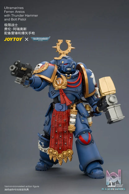 JOYTOY – Ultramarines Ferren Areios with Thunder Hammer and Bolt Pistol JT04889 (Licensed)