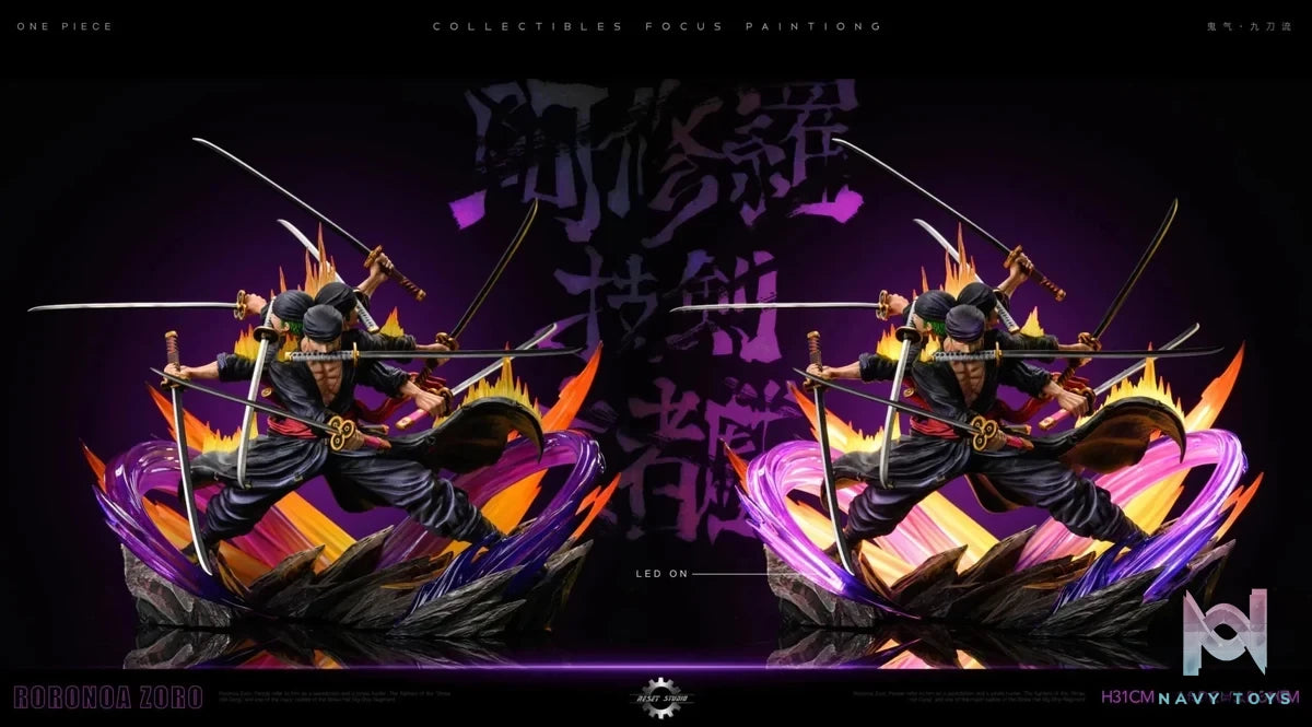 Reset Studio - One Piece Asura Draw Sword Dance of the Dead Zoro of the Demon Aura Nine Sword Style resin statue Navy Toys anime figure