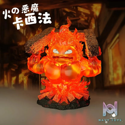 NINETY SEVEN Studio - Howl's Moving Castle Angry Calcifer resin statue Navy Toys anime figure