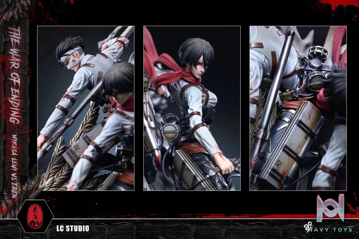 LC Studio - Attack on Titan Mikasa & Levi VS The Founding Titan resin statue Navy Toys anime figure