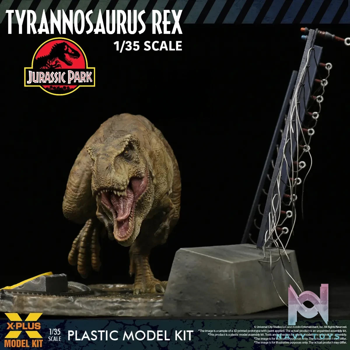 X-PLUS PLEX Studio – Jurassic Park Tyrannosaurus Rex 1/35 Scale Plastic Model Kit 411-200589CP (Licensed)