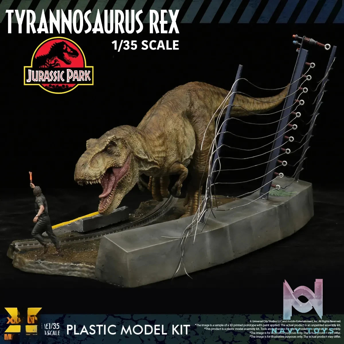 X-PLUS PLEX Studio – Jurassic Park Tyrannosaurus Rex 1/35 Scale Plastic Model Kit 411-200589CP (Licensed)