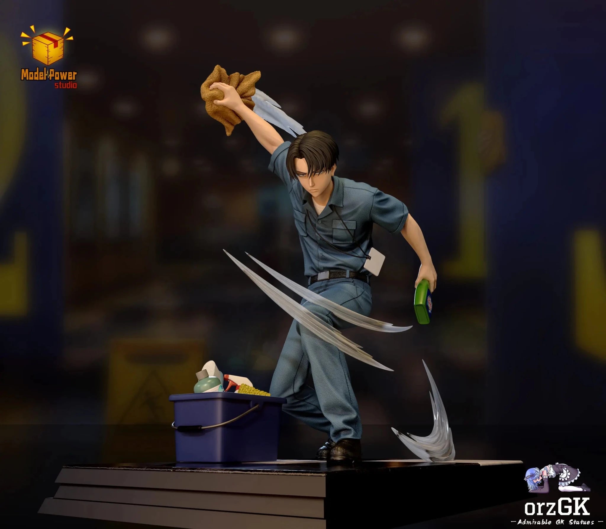 Model Power Studio - Cleaner Levi Attack on Titan resin statue Navy Toys anime figure