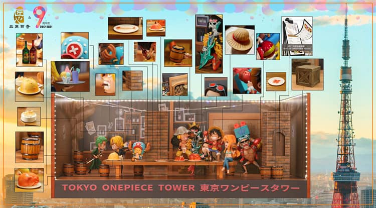 Pin Jiang Studio - Tokyo Tower One Piece Team Mũ Rơm resin statue Pin Jiang Studio anime figure
