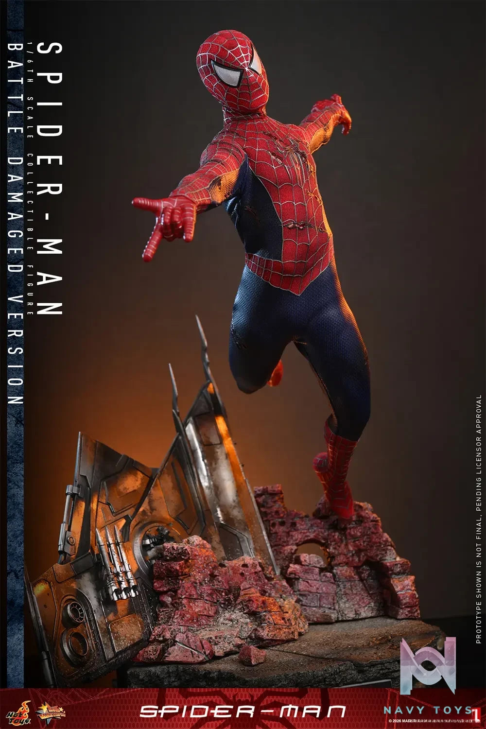Hottoys – 1/6 Spider-Man Tobey Maguire Battle Damaged Version Action Figure MMS859 (Licensed)