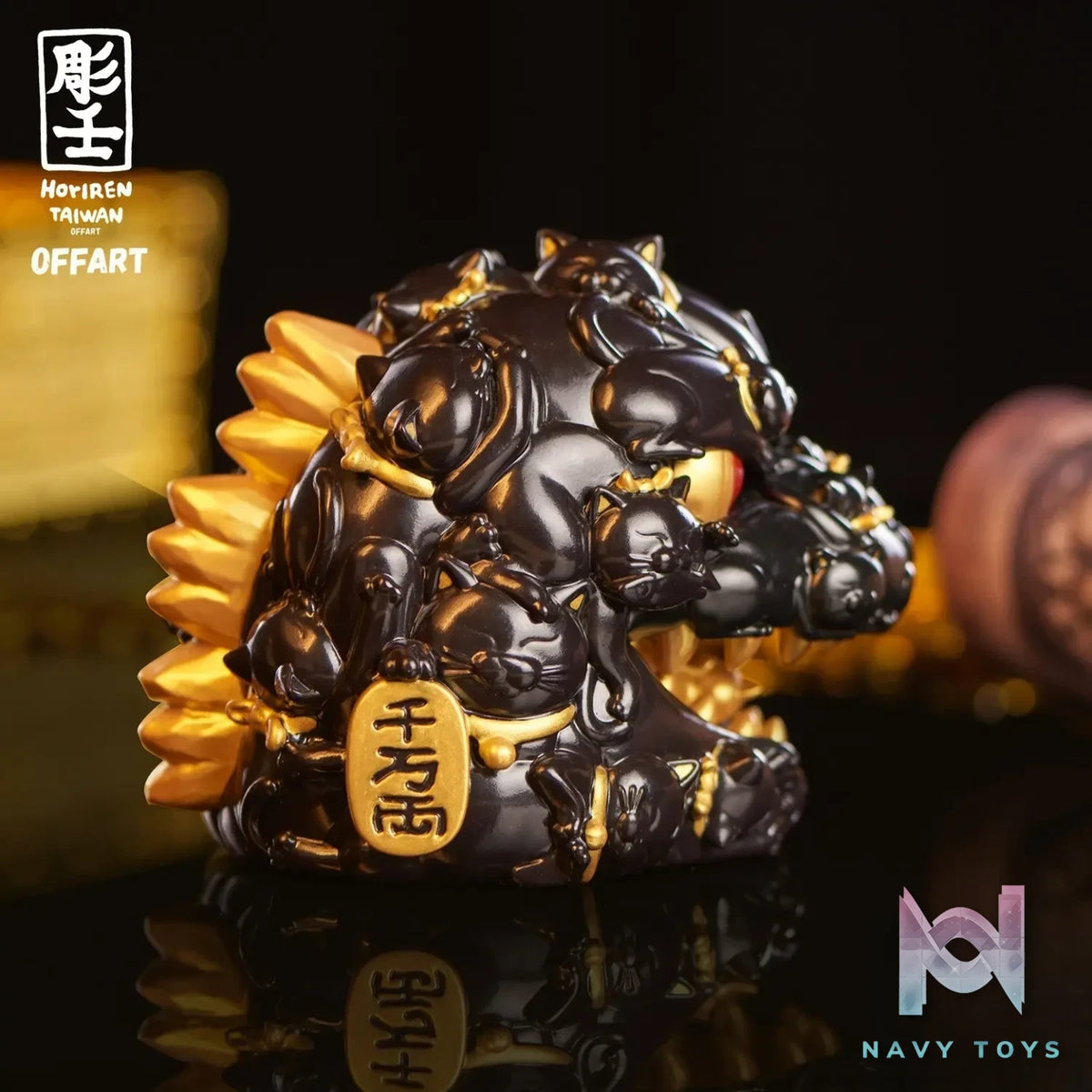 OFFART & A Ren – OFFART X Horiren Red Flame Hundred Cats Mini – Black Gold Bust (Licensed)