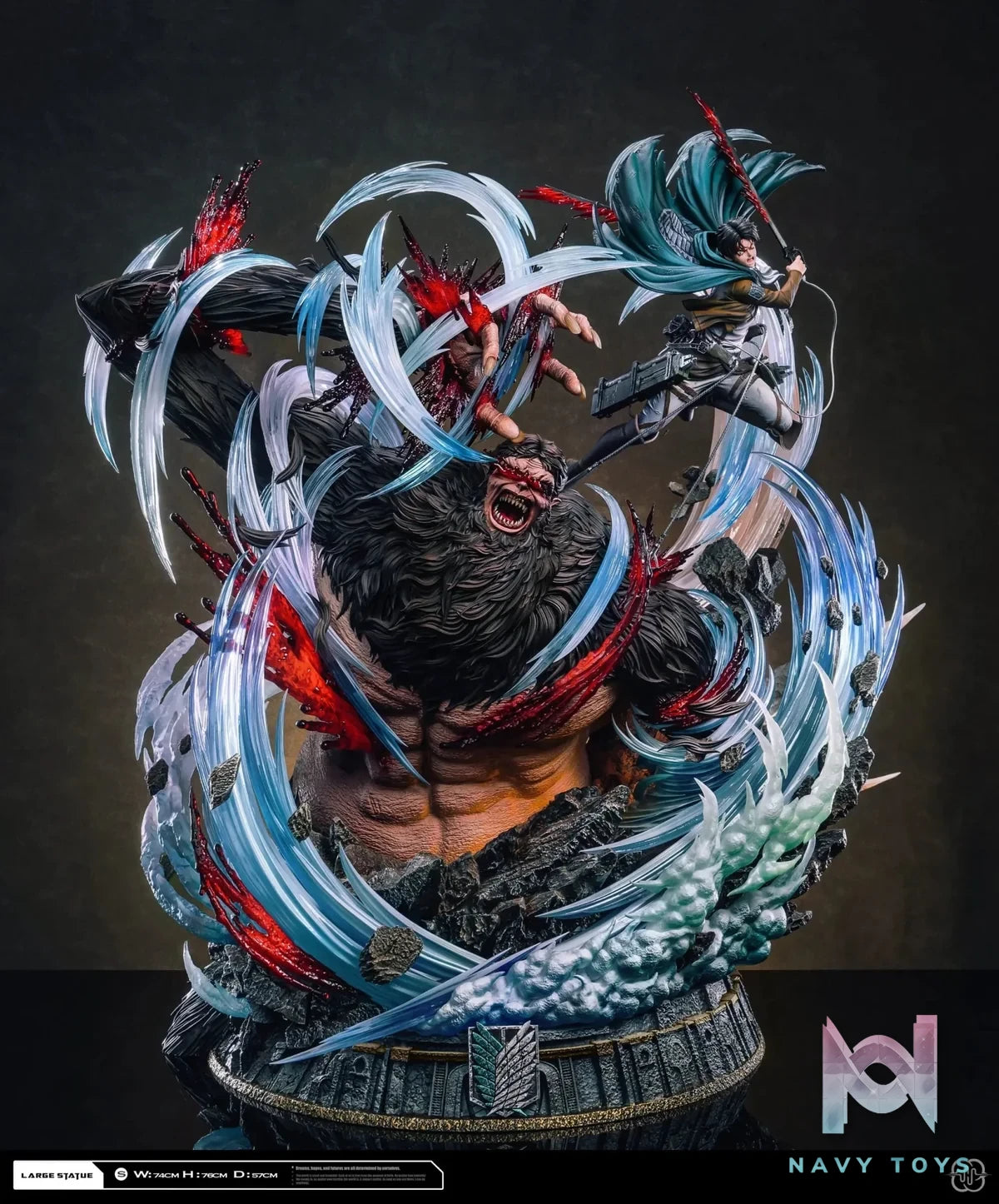 Hertz Studio - Attack on Titan 2.0 Ackerman Levi vs Zeke resin statue Navy Toys anime figure