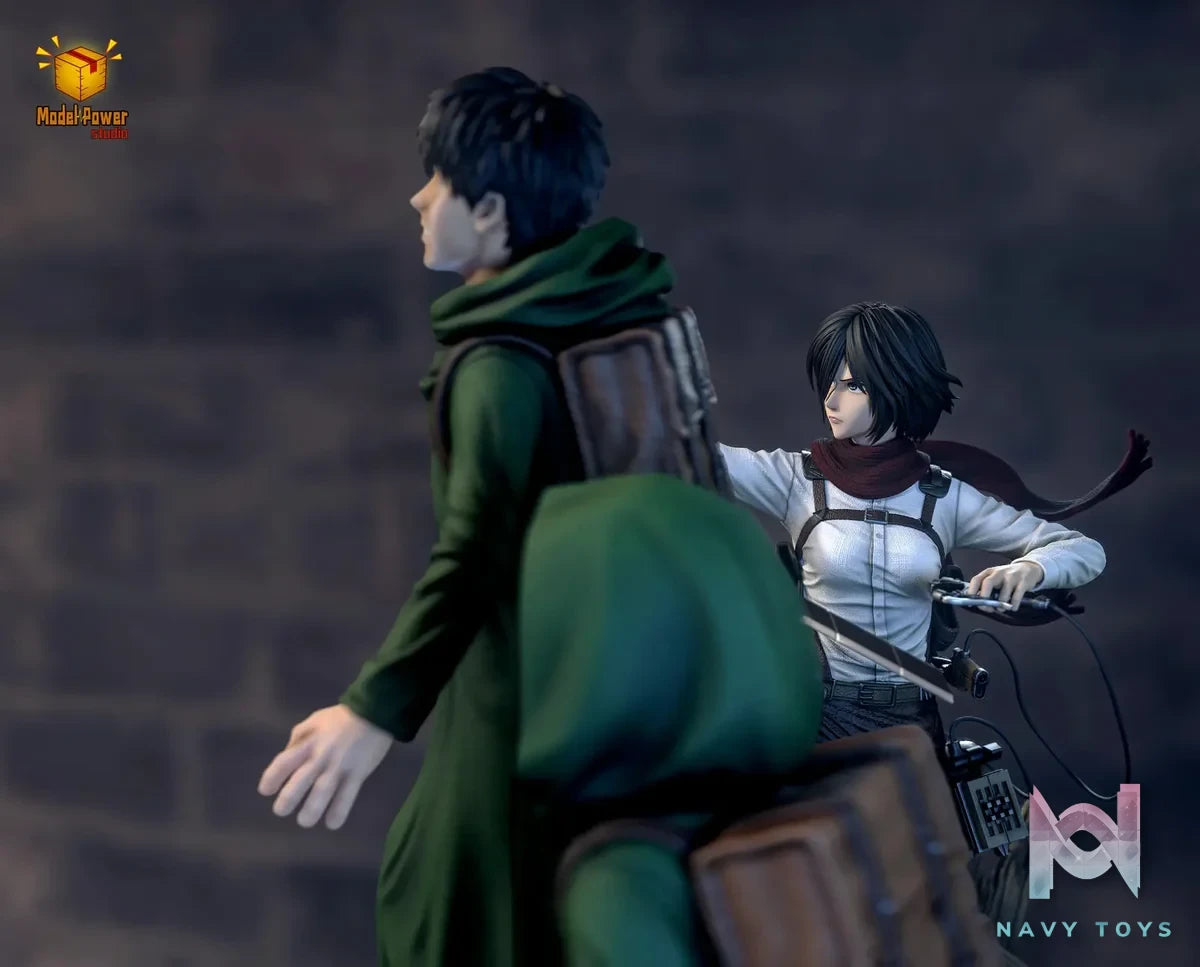 Model Power Studio - Attack On Titan The Basement Trio Mikasa & Armin & Eren resin statue Navy Toys anime figure
