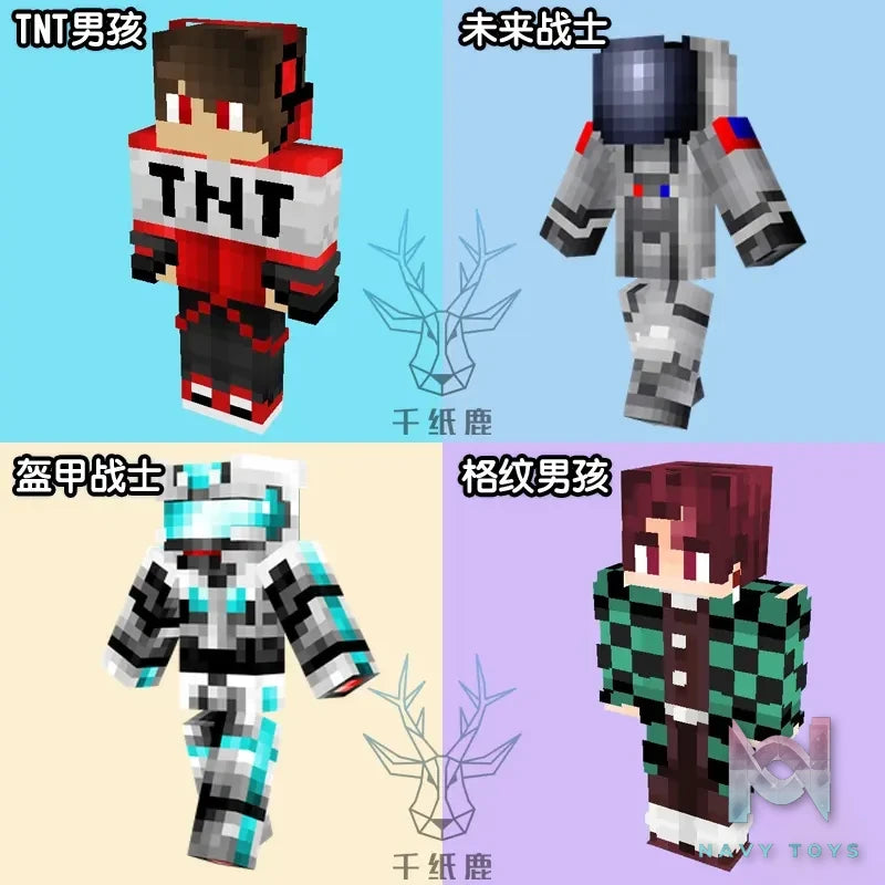 Qian Zhi Lu Studio – Steve Creeper Solid 303 Articulated 3D Paper Model DIY Minecraft