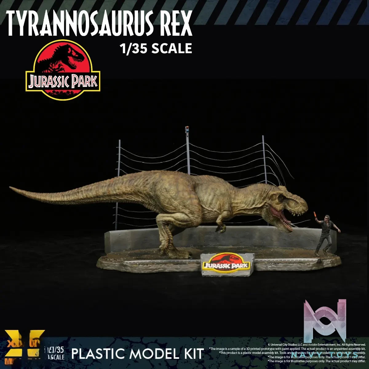 X-PLUS PLEX Studio – Jurassic Park Tyrannosaurus Rex 1/35 Scale Plastic Model Kit 411-200589CP (Licensed)