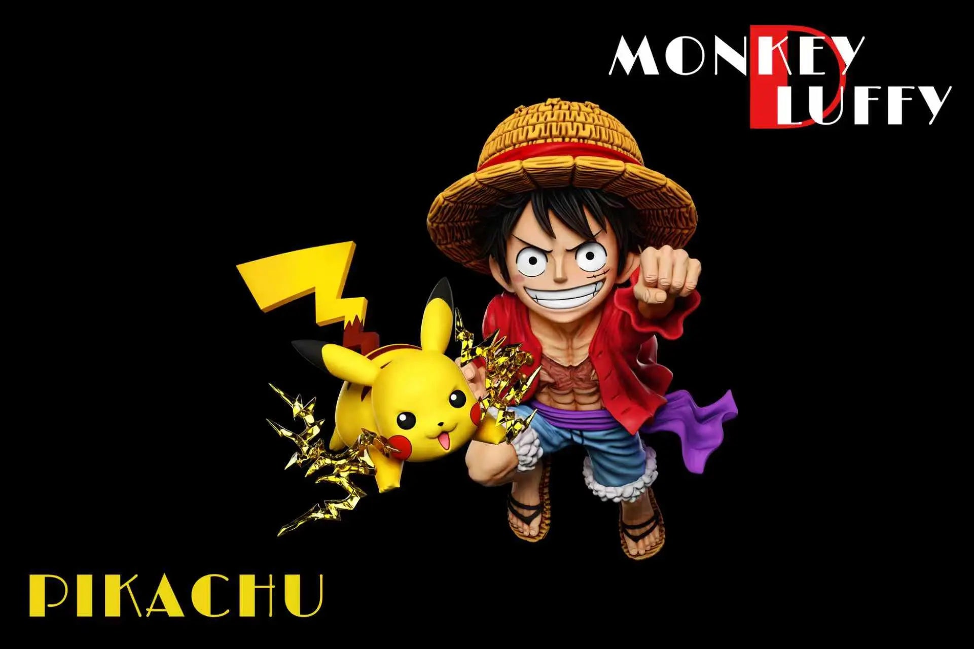 A+ Studio - Pokémon & One Piece Luffy Resonance Series Pikachu & Luffy resin statue Navy Toys anime figure
