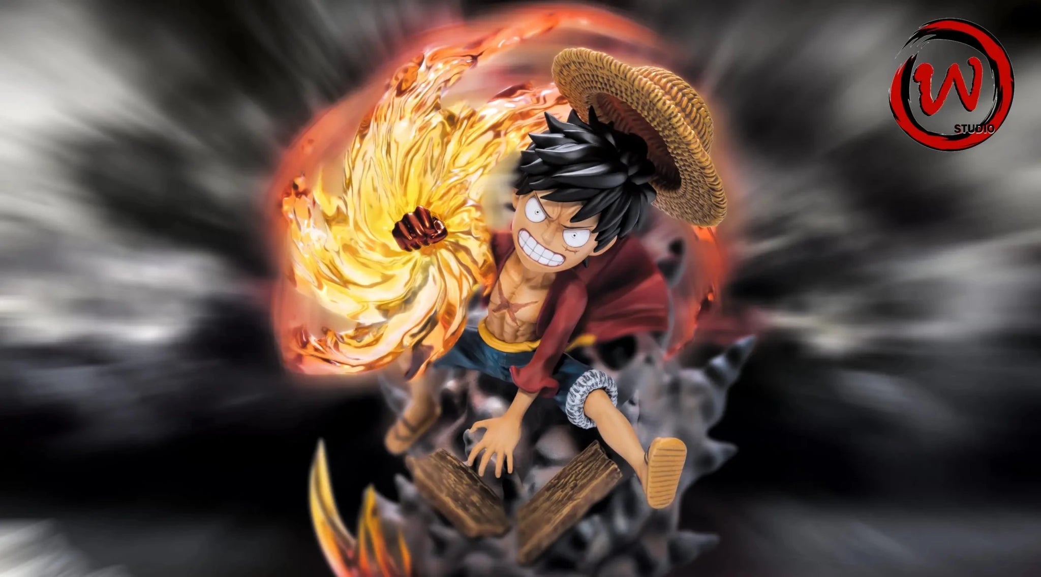 W Studio - One Piece Three Brothers Red Roc Luffy resin statue Navy Toys anime figure