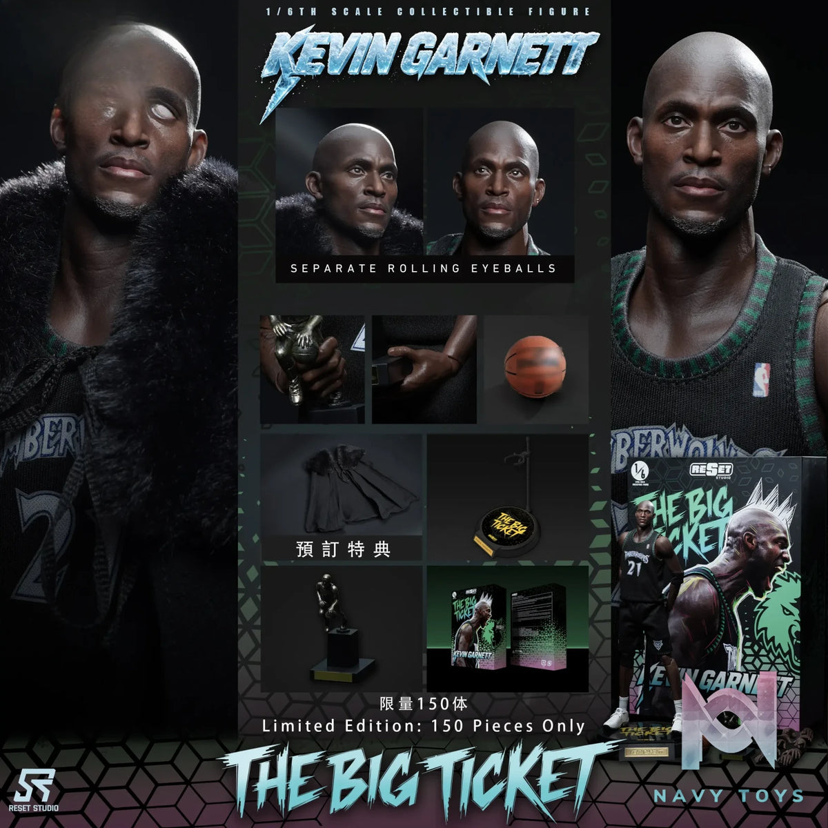 Reset Studio – Kevin Garnett Timberwolves MVP 1/6 Scale Collectible Action Figure Set NBA