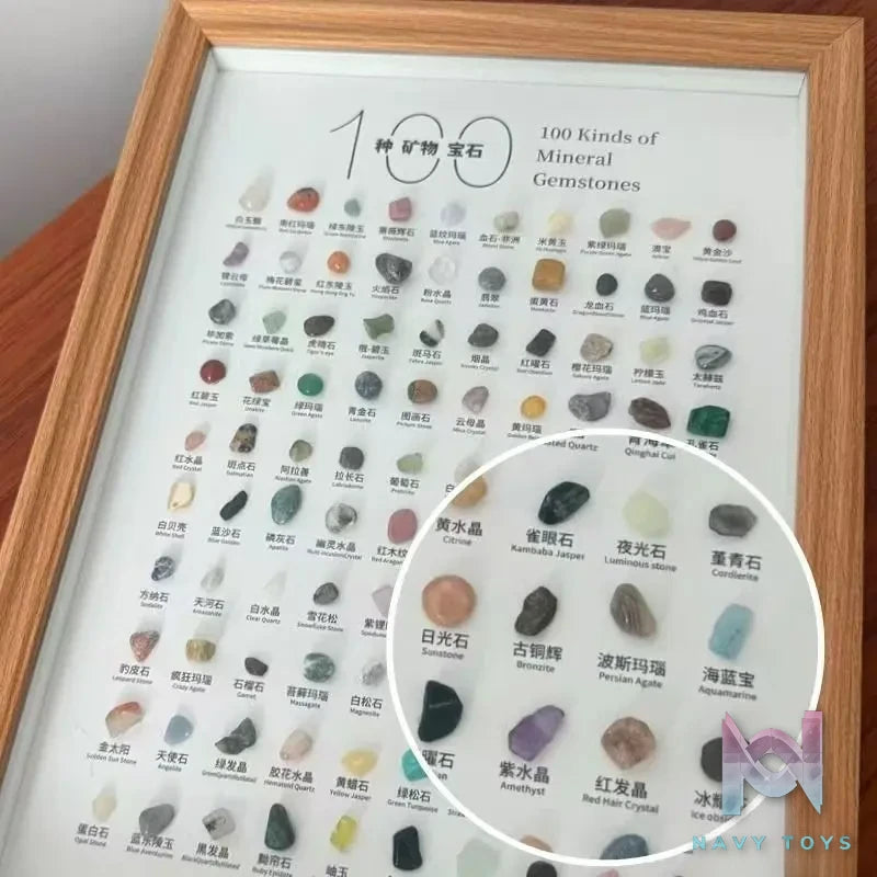 Orz Collectibles – 100 Kinds of Mineral Specimens Natural Crystal Rock Stone Science Ore Collection