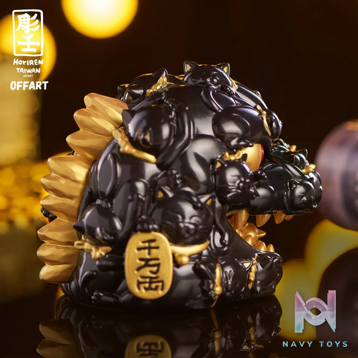 OFFART & A Ren – OFFART X Horiren Red Flame Hundred Cats Mini – Black Gold Bust (Licensed)