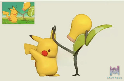 Shi Wan Fu Te Studio – Famous Scene Series Bellsprout Kicks Pikachu Stunned Pokémon