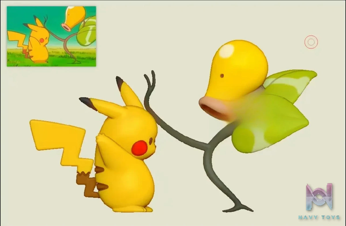 Shi Wan Fu Te Studio – Famous Scene Series Bellsprout Kicks Pikachu Stunned Pokémon