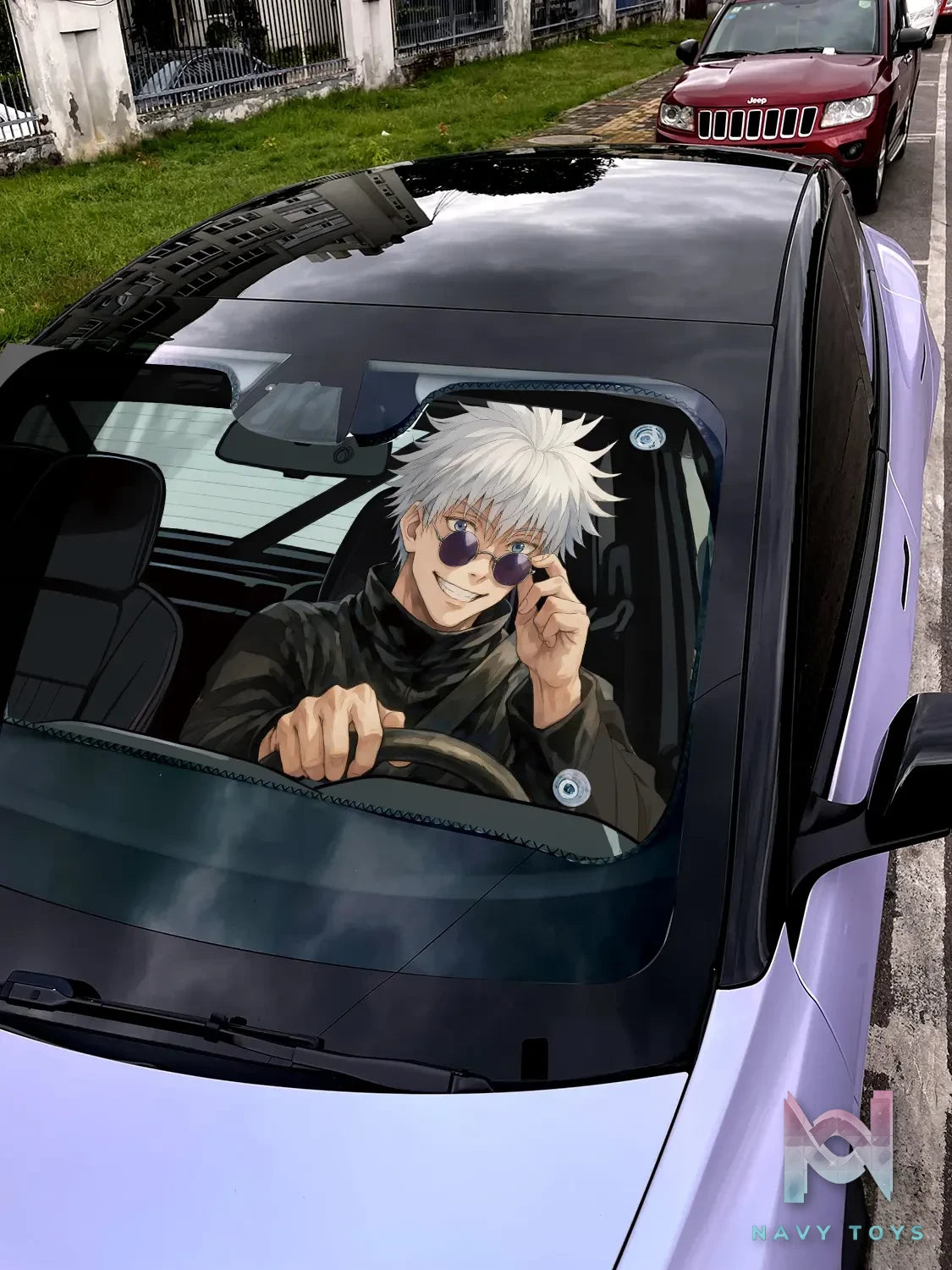 Plover Studio – Jujutsu Kaisen Satoru Gojo Car Windshield Sunshade, Summer UV Protection Front Windshield Cover