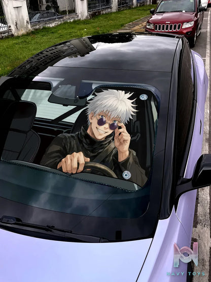 Plover Studio – Jujutsu Kaisen Satoru Gojo Car Windshield Sunshade, Summer UV Protection Front Windshield Cover