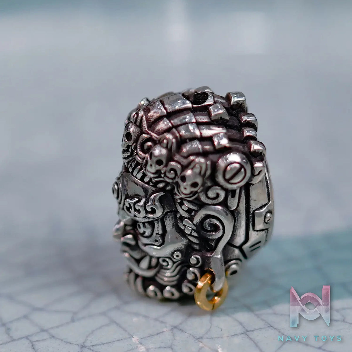 Raven Studio (silver jewelry) – Original “Great Ease” Mahakala Triple-Hole Spacer Bead Original