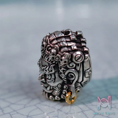 Raven Studio (silver jewelry) – Original “Great Ease” Mahakala Triple-Hole Spacer Bead Original