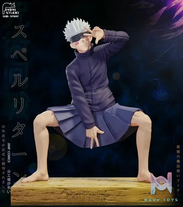 PRPR Studio - Jujutsu Kaisen Funny Series 2 Satoru Gojo in a JK Skirt Iconic Anime Scene resin statue Navy Toys anime figure